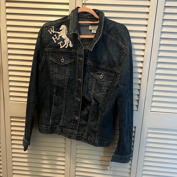 Liz Claborne Blue Jean Jacket Jackets & Blazers - #1384=Blue Denim Jacket Embroidered & WHT Horse